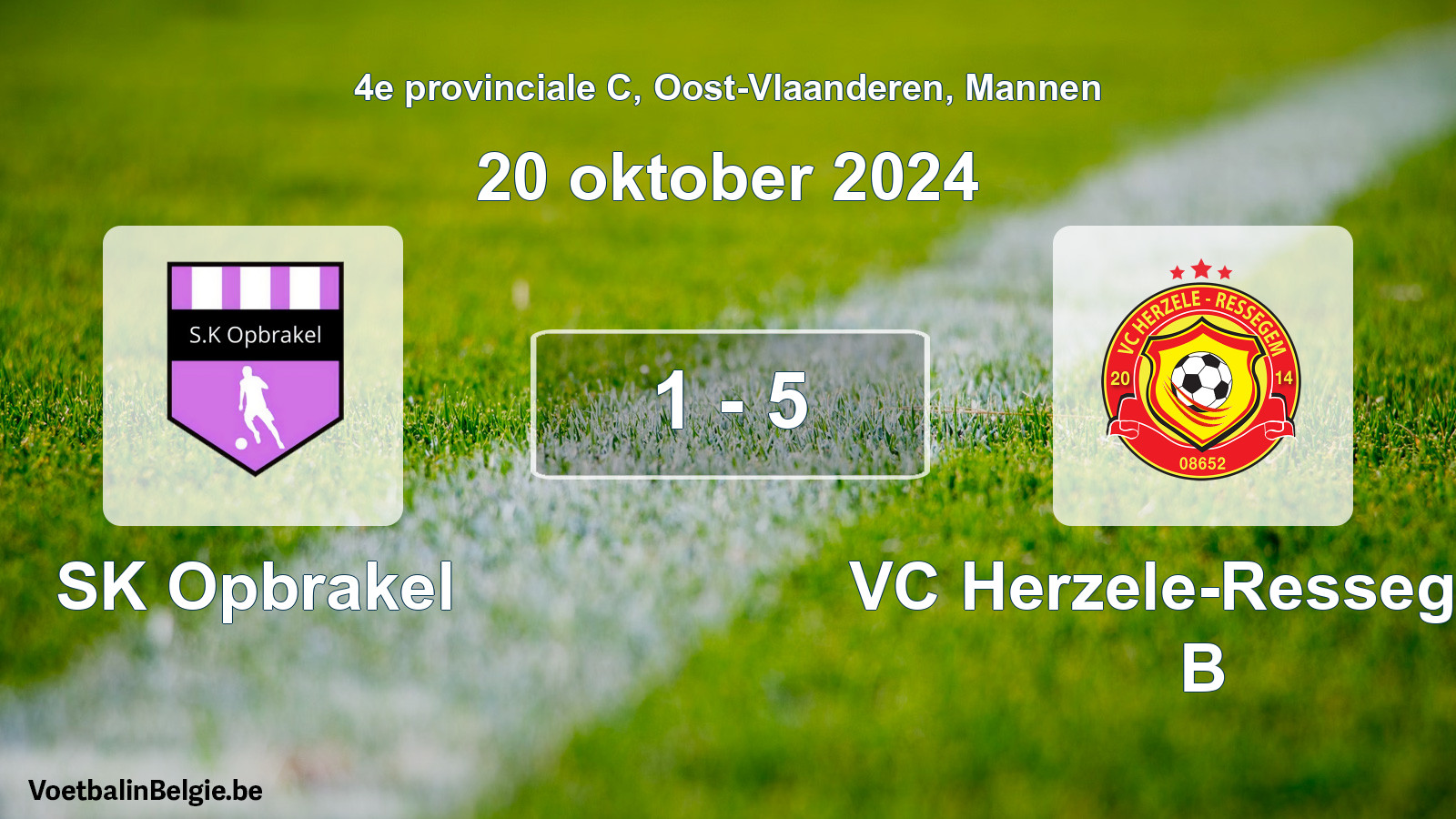 Gespeelde wedstrijd mannenvoetbal: SK Opbrakel - VC Herzele-Ressegem B 1 - 5 (20 oktober 2024)