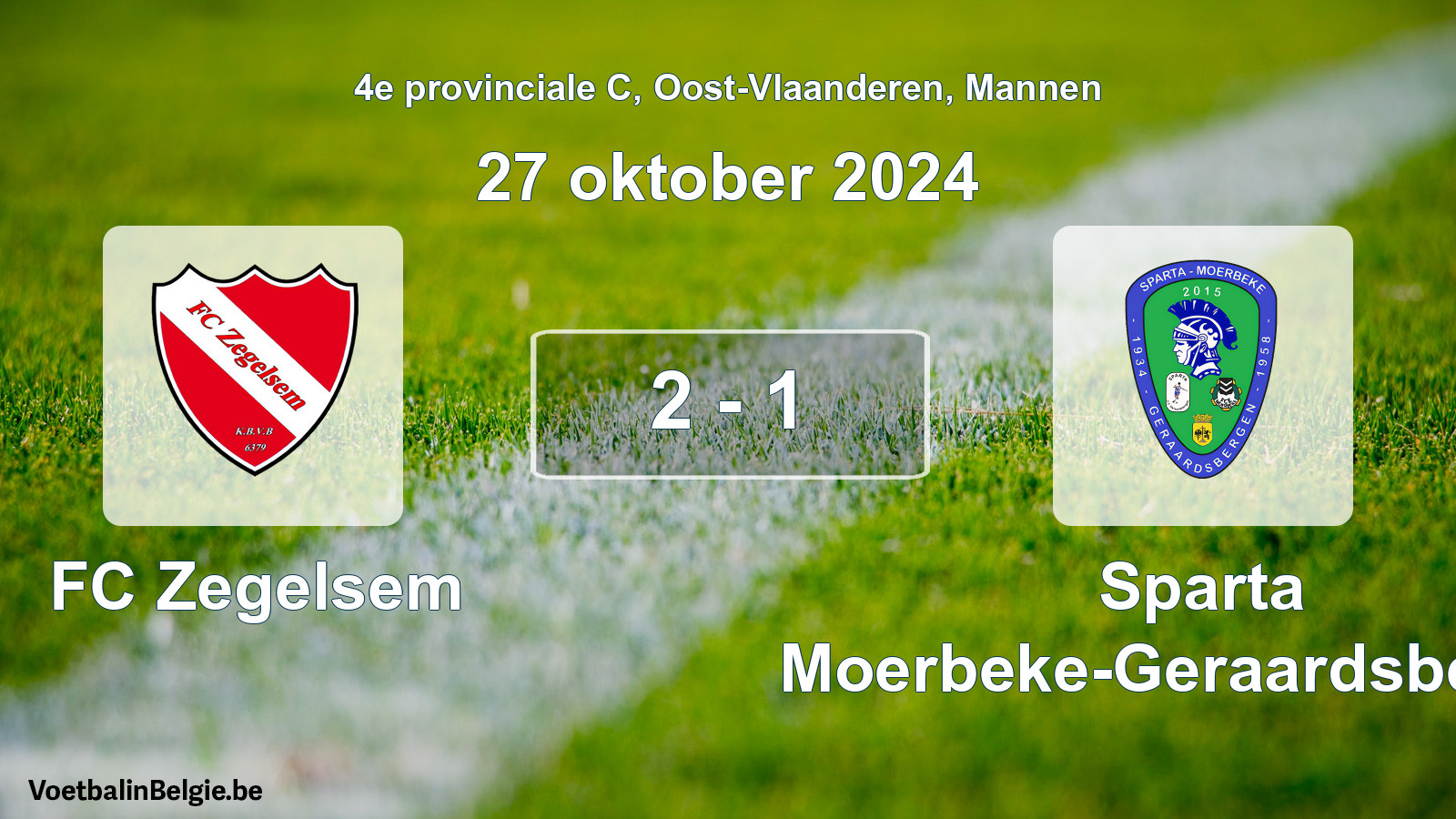 Played match men football: FC Zegelsem - Sparta Moerbeke-Geraardsbergen 2 - 1 (27 October 2024)