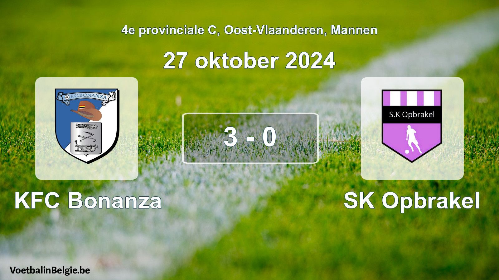 Gespeelde wedstrijd mannenvoetbal: KFC Bonanza - SK Opbrakel 3 - 0 (27 oktober 2024)