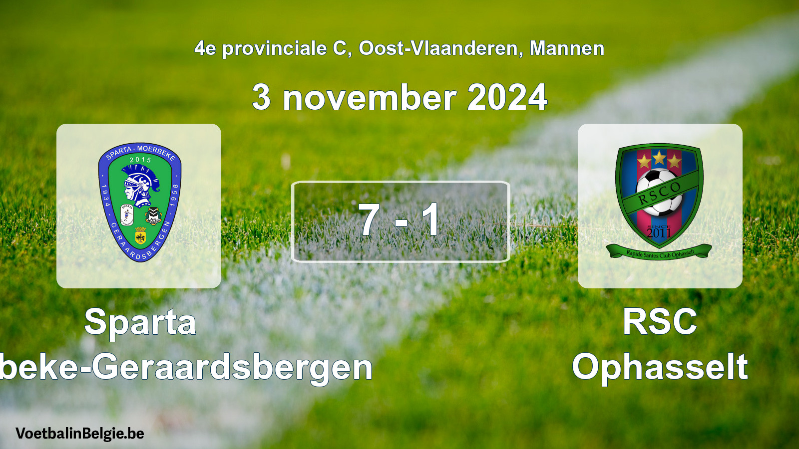 Played match men football: Sparta Moerbeke-Geraardsbergen - RSC Ophasselt 7 - 1 (3 November 2024)