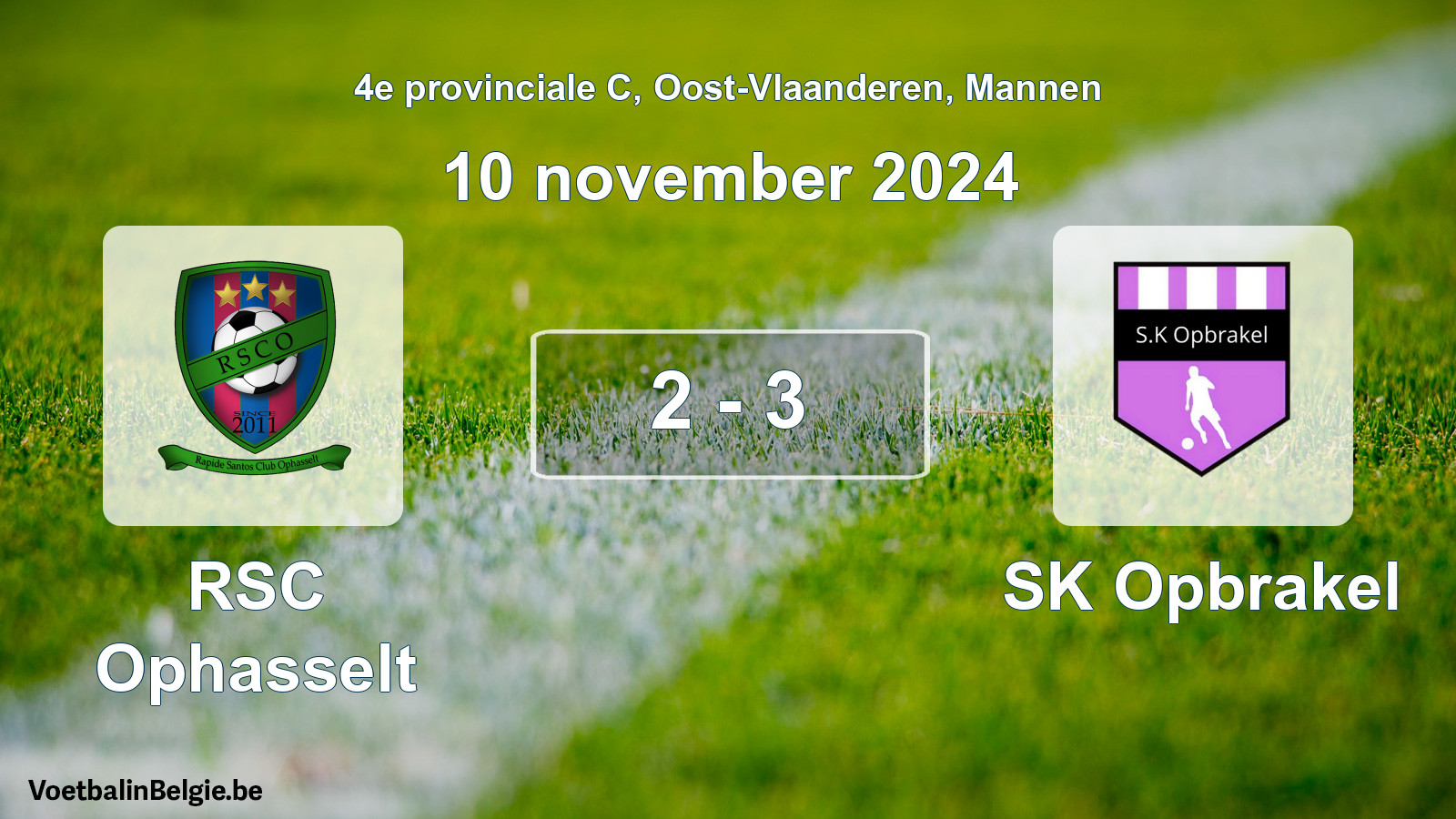 Played match men football: RSC Ophasselt - SK Opbrakel 2 - 3 (10 November 2024)