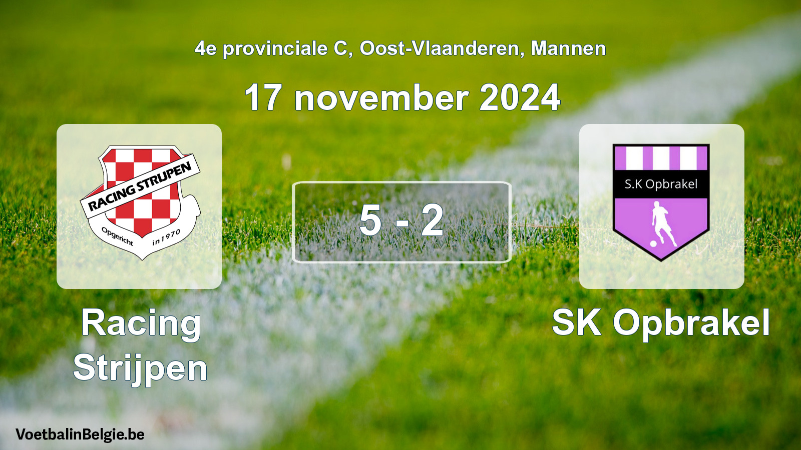 Played match men football: Racing Strijpen - SK Opbrakel 5 - 2 (17 November 2024)