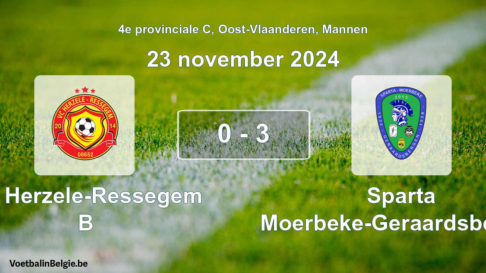 Gespeelde wedstrijd mannenvoetbal: VC Herzele-Ressegem B - Sparta Moerbeke-Geraardsbergen 0 - 3 (23 november 2024)