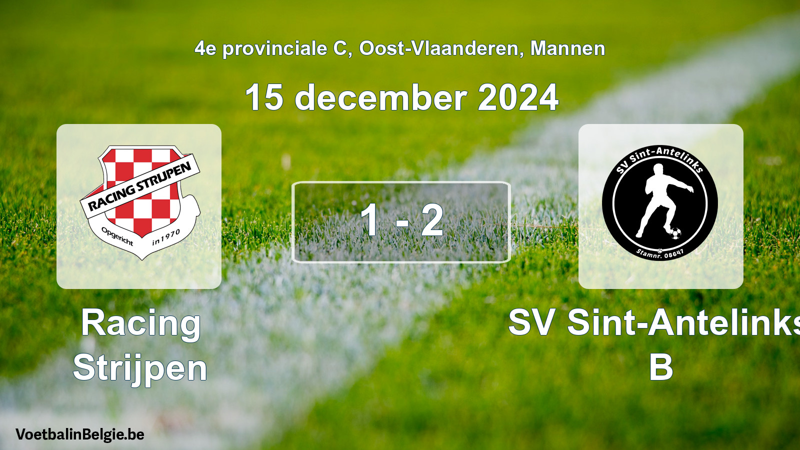 Gespeelde wedstrijd mannenvoetbal: Racing Strijpen - SV Sint-Antelinks B 1 - 2 (15 december 2024)