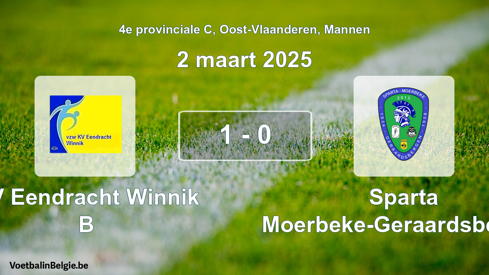 Played match men football: KV Eendracht Winnik B - Sparta Moerbeke-Geraardsbergen 1 - 0 (2 March 2025)
