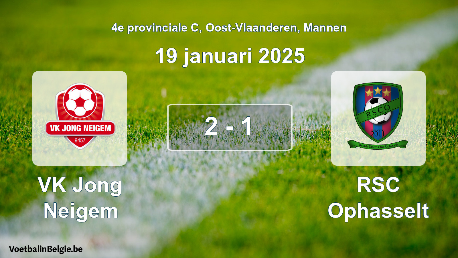 Gespeelde wedstrijd mannenvoetbal: VK Jong Neigem - RSC Ophasselt 2 - 1 (19 januari 2025)