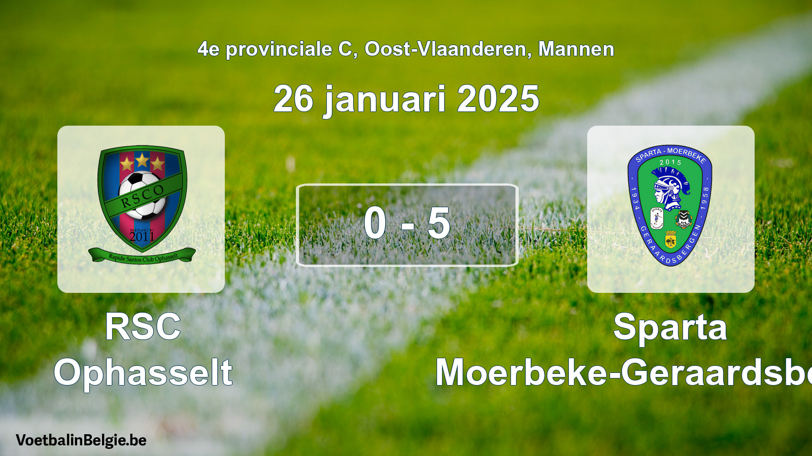 Gespieltes Spiel männer-Fußball: RSC Ophasselt - Sparta Moerbeke-Geraardsbergen 0 - 5 (26 Januar 2025)