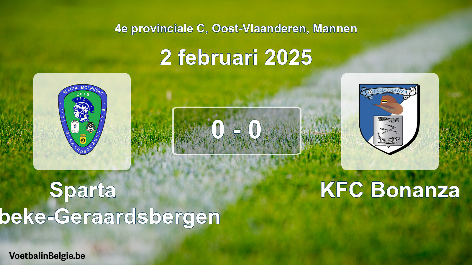 Gespeelde wedstrijd mannenvoetbal: Sparta Moerbeke-Geraardsbergen - KFC Bonanza 0 - 0 (2 februari 2025)