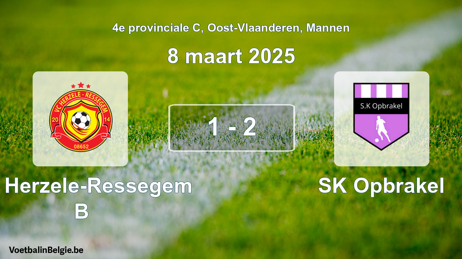 Gespeelde wedstrijd mannenvoetbal: VC Herzele-Ressegem B - SK Opbrakel 1 - 2 (8 maart 2025)