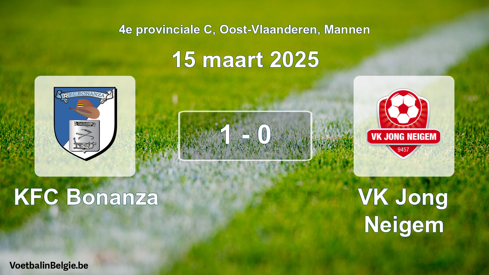 Gespeelde wedstrijd mannenvoetbal: KFC Bonanza - VK Jong Neigem 1 - 0 (15 maart 2025)