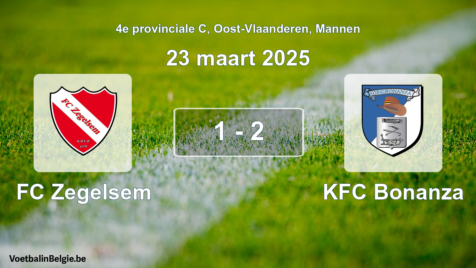 Gespeelde wedstrijd mannenvoetbal: FC Zegelsem - KFC Bonanza 1 - 2 (23 maart 2025)