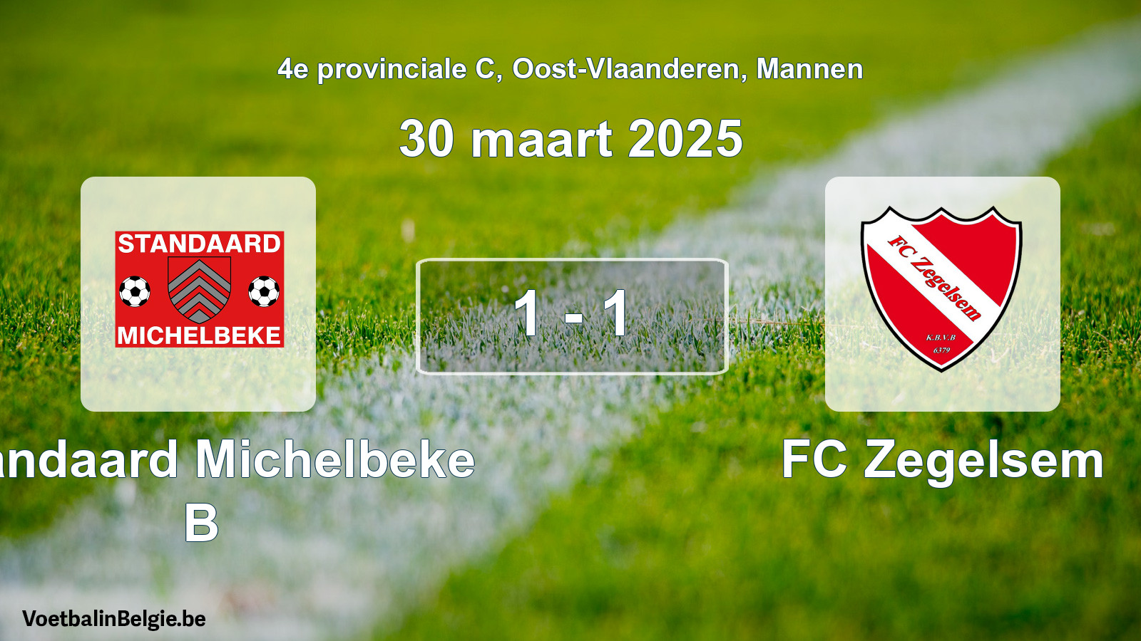 Gespeelde wedstrijd mannenvoetbal: Standaard Michelbeke B - FC Zegelsem 1 - 1 (30 maart 2025)