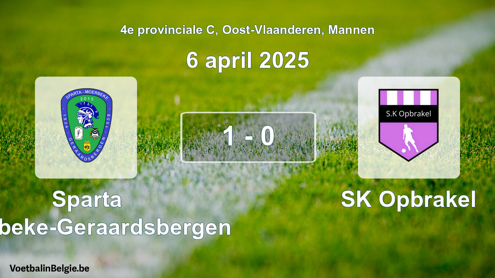 Gespieltes Spiel männer-Fußball: Sparta Moerbeke-Geraardsbergen - SK Opbrakel 1 - 0 (6 April 2025)