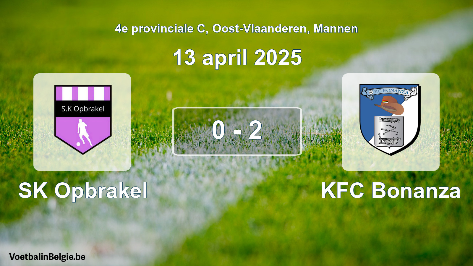Gespeelde wedstrijd mannenvoetbal: SK Opbrakel - KFC Bonanza 0 - 2 (13 april 2025)
