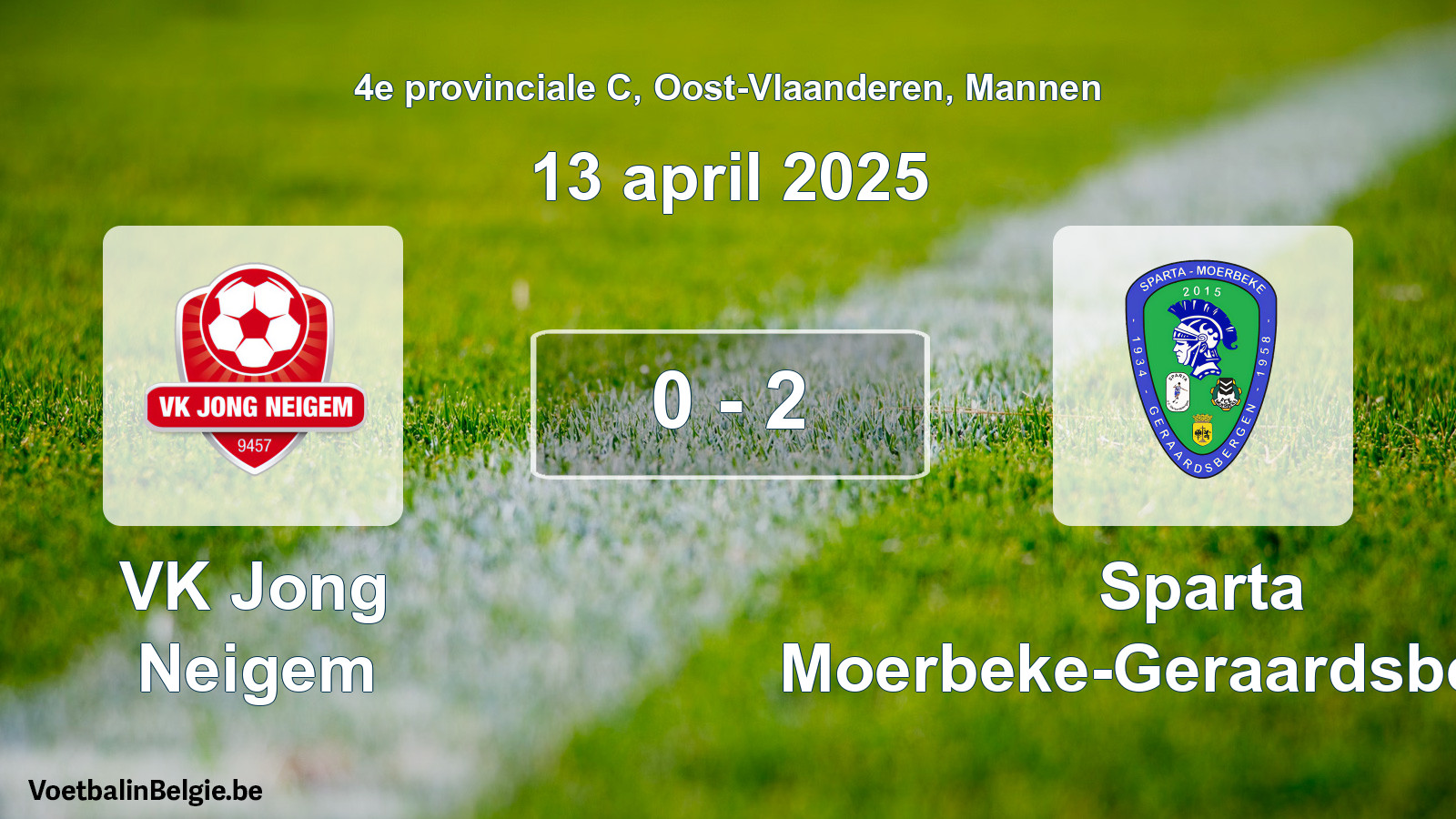 Gespeelde wedstrijd mannenvoetbal: VK Jong Neigem - Sparta Moerbeke-Geraardsbergen 0 - 2 (13 april 2025)