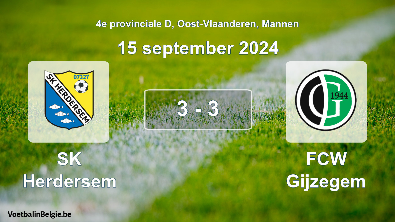 Gespeelde wedstrijd mannenvoetbal: SK Herdersem - FCW Gijzegem 3 - 3 (15 september 2024)