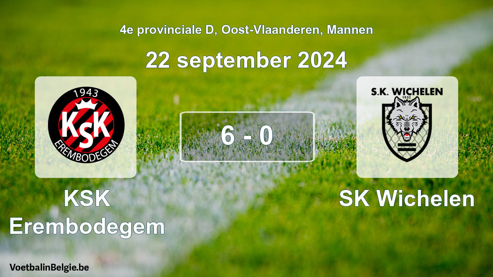 Gespeelde wedstrijd mannenvoetbal: KSK Erembodegem - SK Wichelen 6 - 0 (22 september 2024)