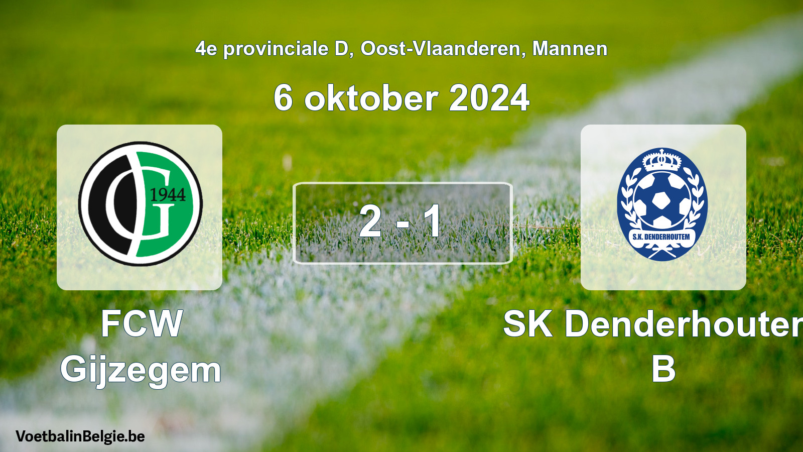 Gespeelde wedstrijd mannenvoetbal: FCW Gijzegem - SK Denderhoutem B 2 - 1 (6 oktober 2024)