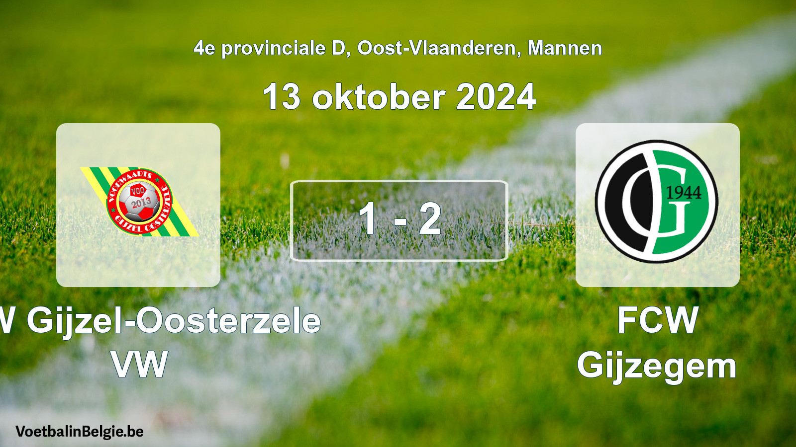 Gespeelde wedstrijd mannenvoetbal: VW Gijzel-Oosterzele VW - FCW Gijzegem 1 - 2 (13 oktober 2024)