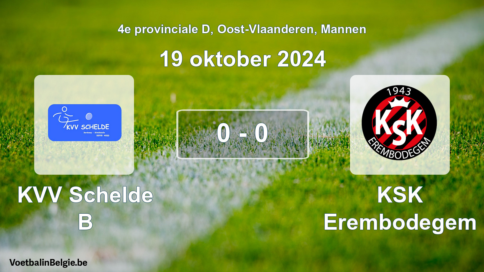 Gespeelde wedstrijd mannenvoetbal: KVV Schelde B - KSK Erembodegem 0 - 0 (19 oktober 2024)