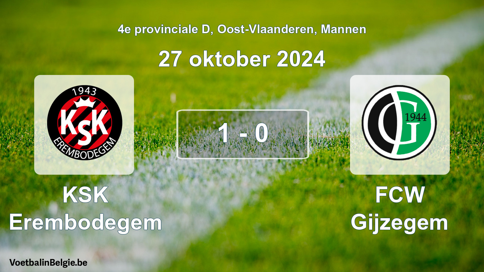 Gespeelde wedstrijd mannenvoetbal: KSK Erembodegem - FCW Gijzegem 1 - 0 (27 oktober 2024)
