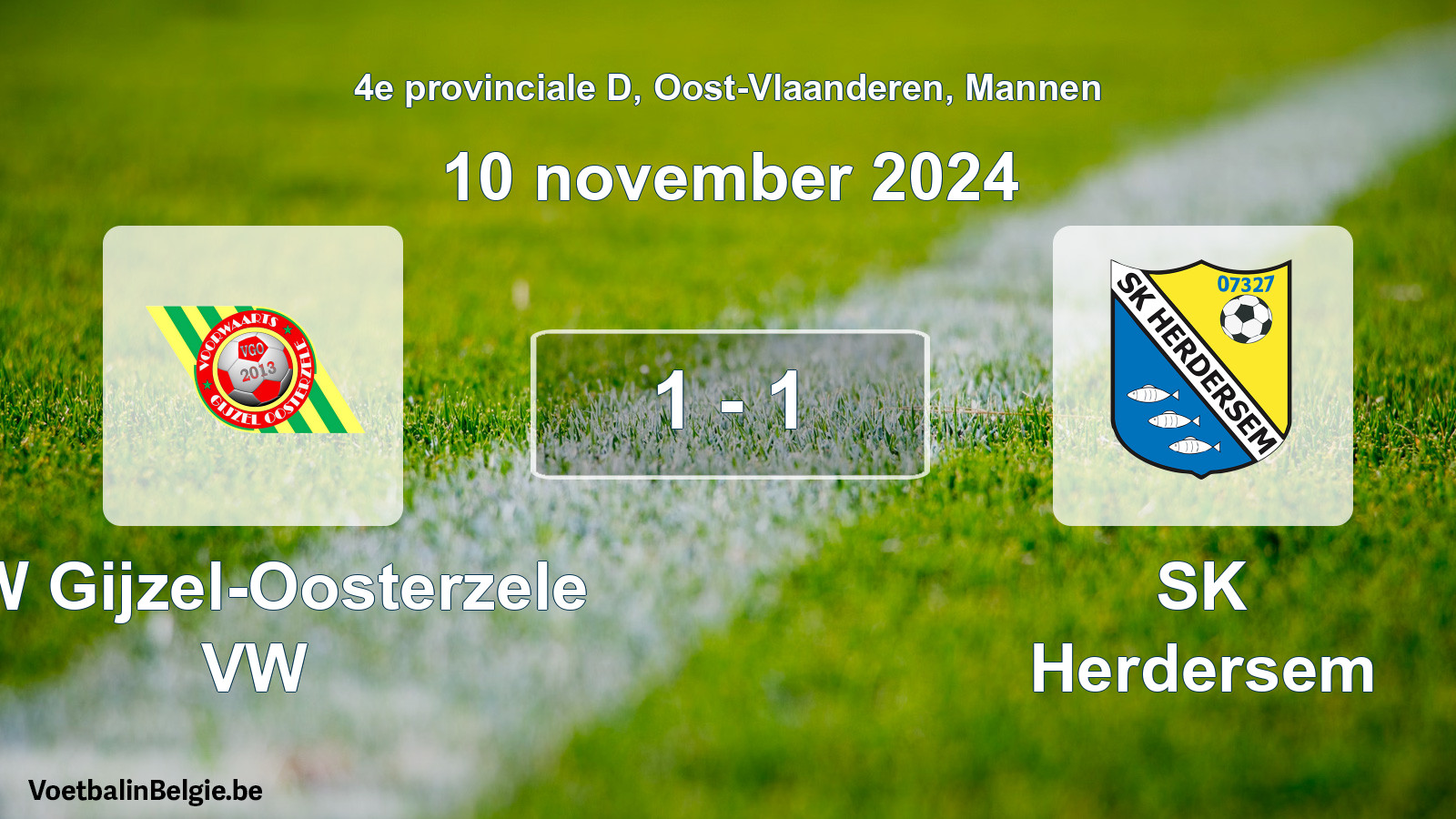 Gespeelde wedstrijd mannenvoetbal: VW Gijzel-Oosterzele VW - SK Herdersem 1 - 1 (10 november 2024)