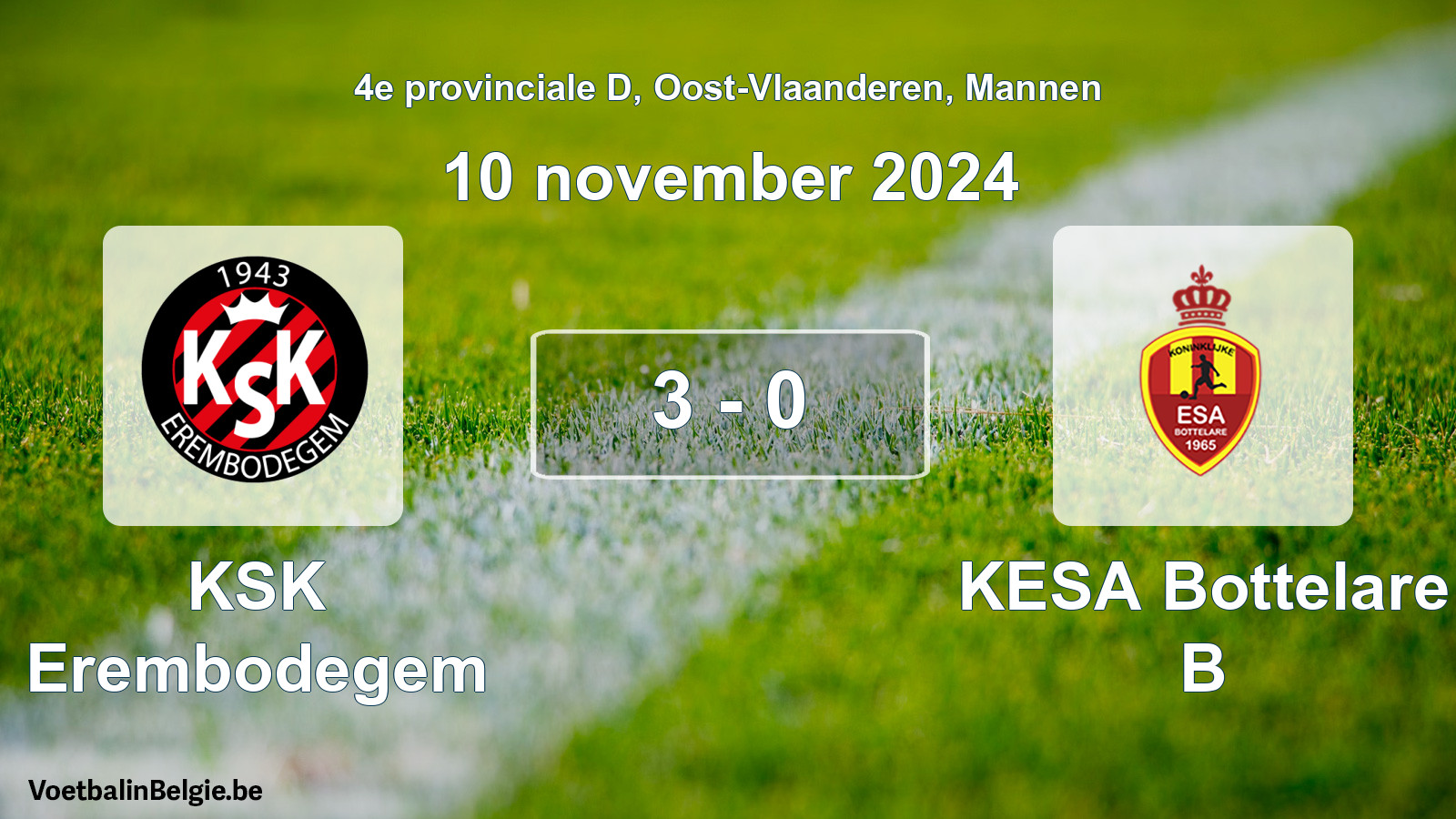 Played match men football: KSK Erembodegem - KESA Bottelare B 3 - 0 (10 November 2024)