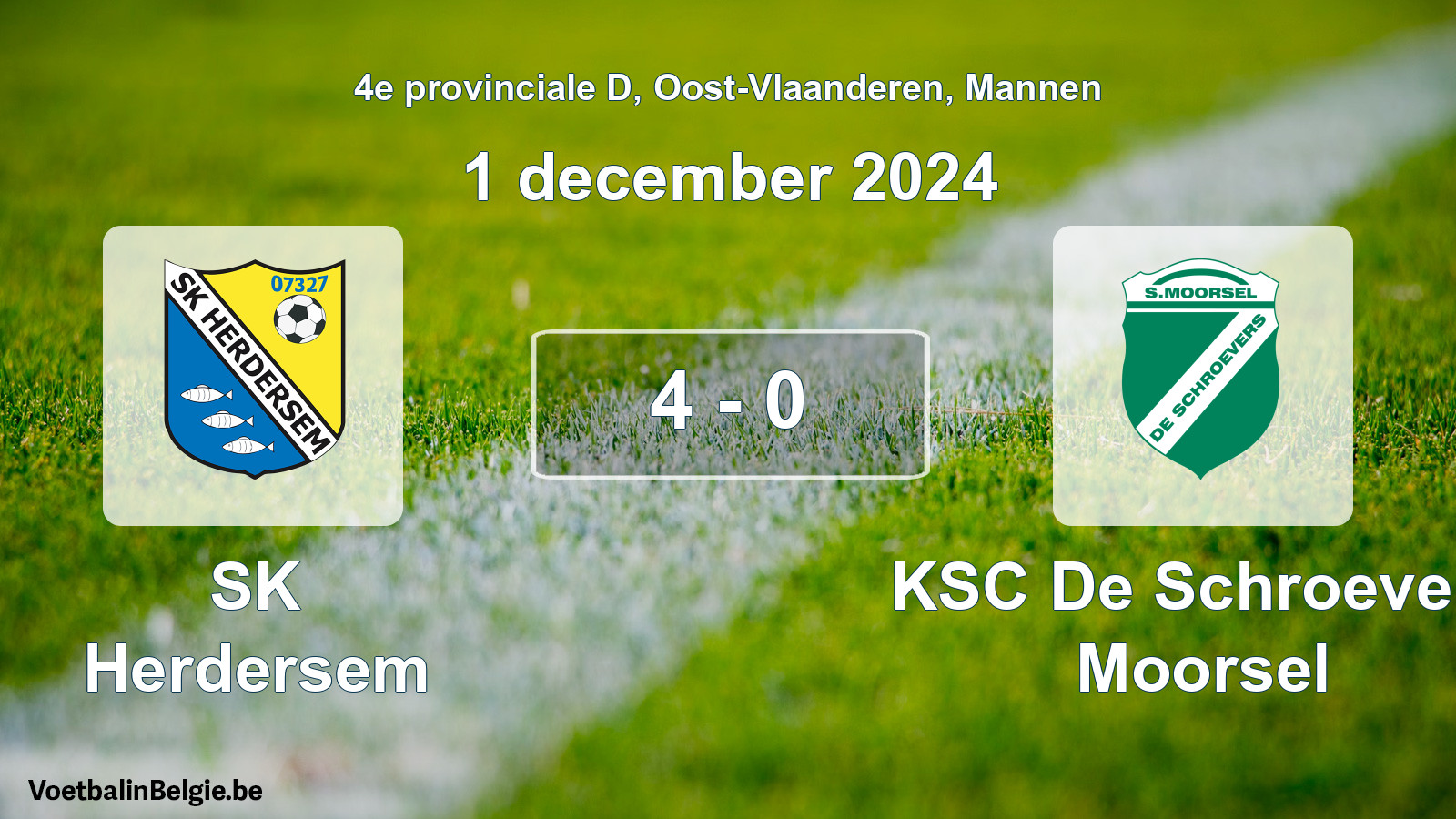 Gespeelde wedstrijd mannenvoetbal: SK Herdersem - KSC De Schroevers Moorsel 4 - 0 (1 december 2024)