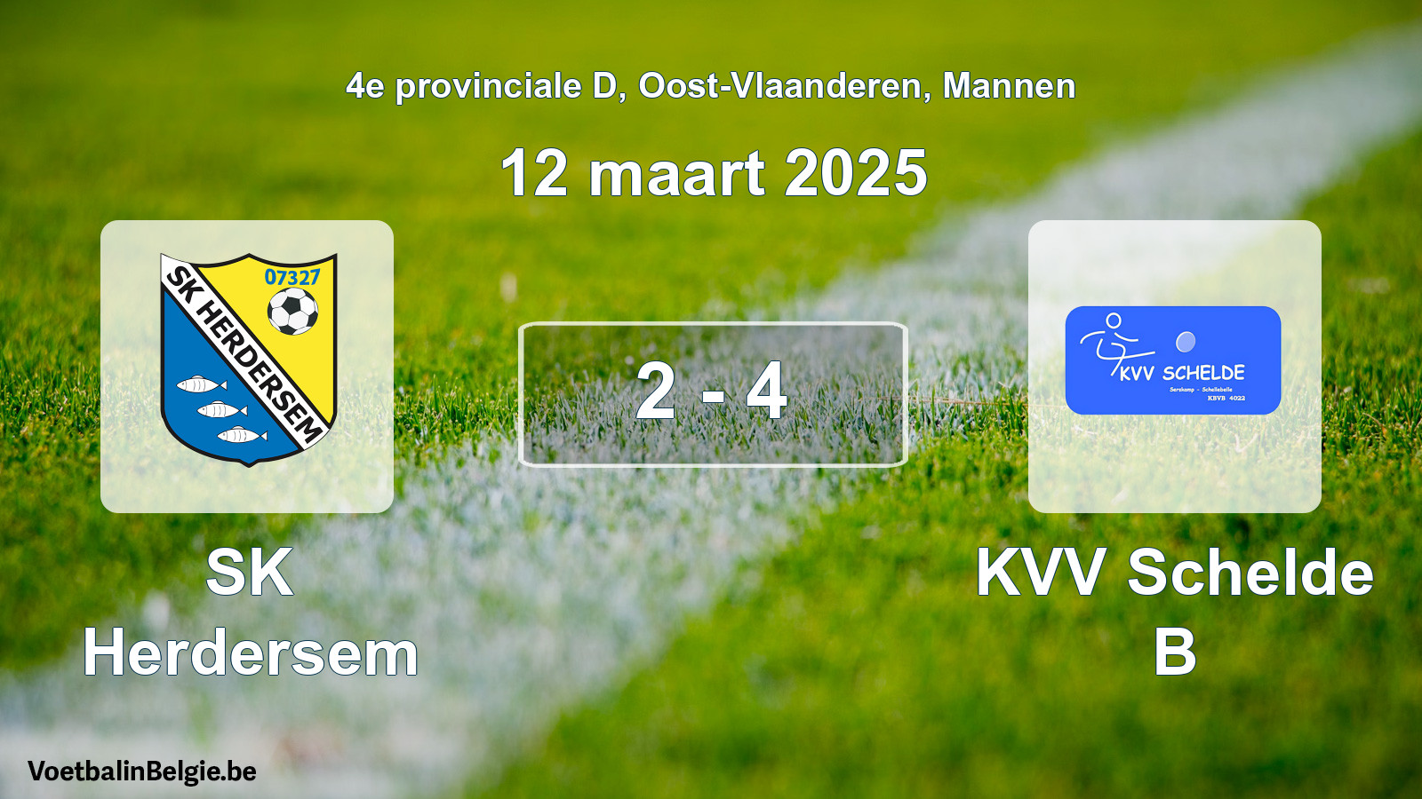 Gespeelde wedstrijd mannenvoetbal: SK Herdersem - KVV Schelde B 2 - 4 (12 maart 2025)