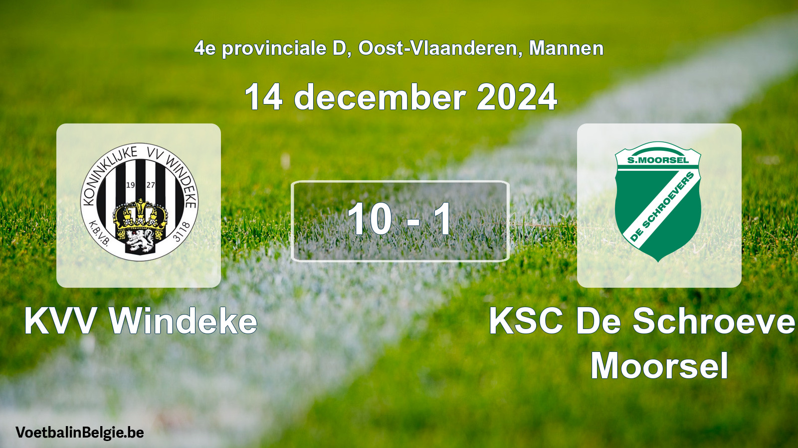 Played match men football: KVV Windeke - KSC De Schroevers Moorsel 10 - 1 (14 December 2024)