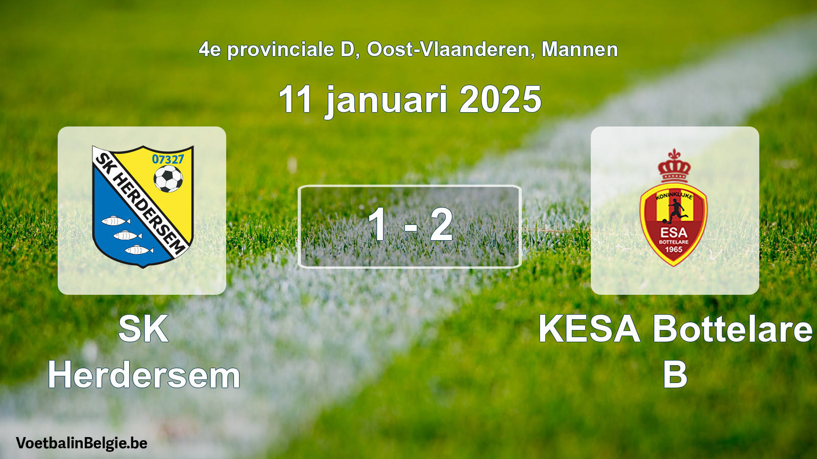 Gespeelde wedstrijd mannenvoetbal: SK Herdersem - KESA Bottelare B 1 - 2 (11 januari 2025)
