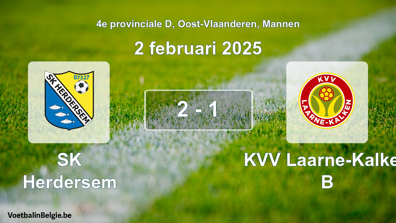 Gespeelde wedstrijd mannenvoetbal: SK Herdersem - KVV Laarne-Kalken B 2 - 1 (2 februari 2025)
