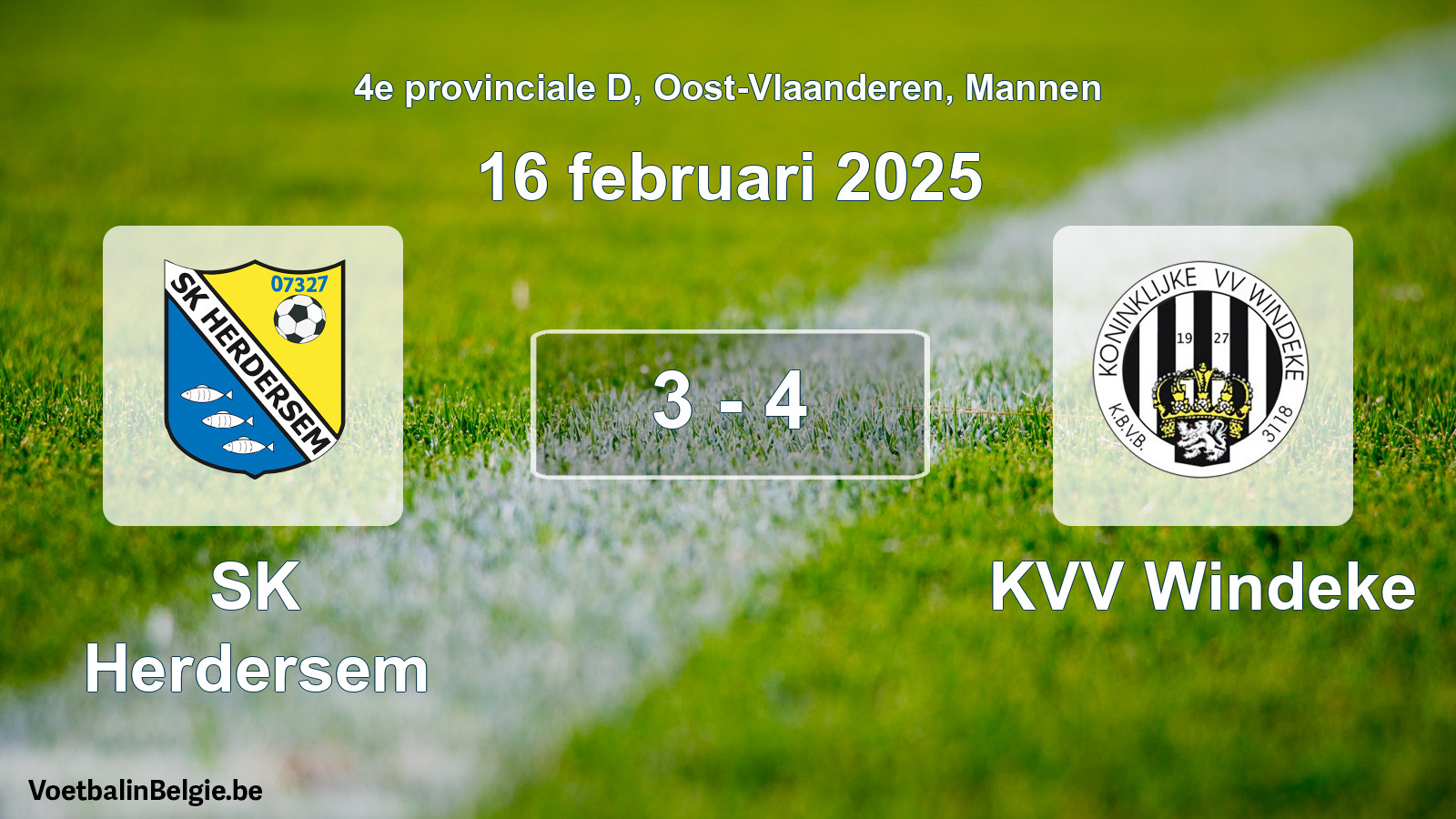 Gespeelde wedstrijd mannenvoetbal: SK Herdersem - KVV Windeke 3 - 4 (16 februari 2025)