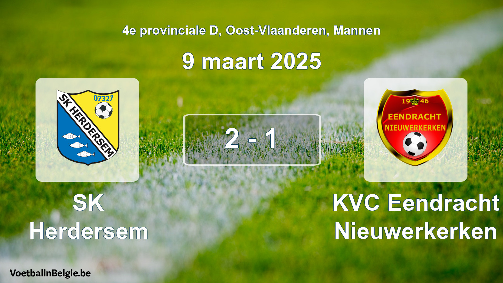 Gespeelde wedstrijd mannenvoetbal: SK Herdersem - KVC Eendracht Nieuwerkerken 2 - 1 (9 maart 2025)
