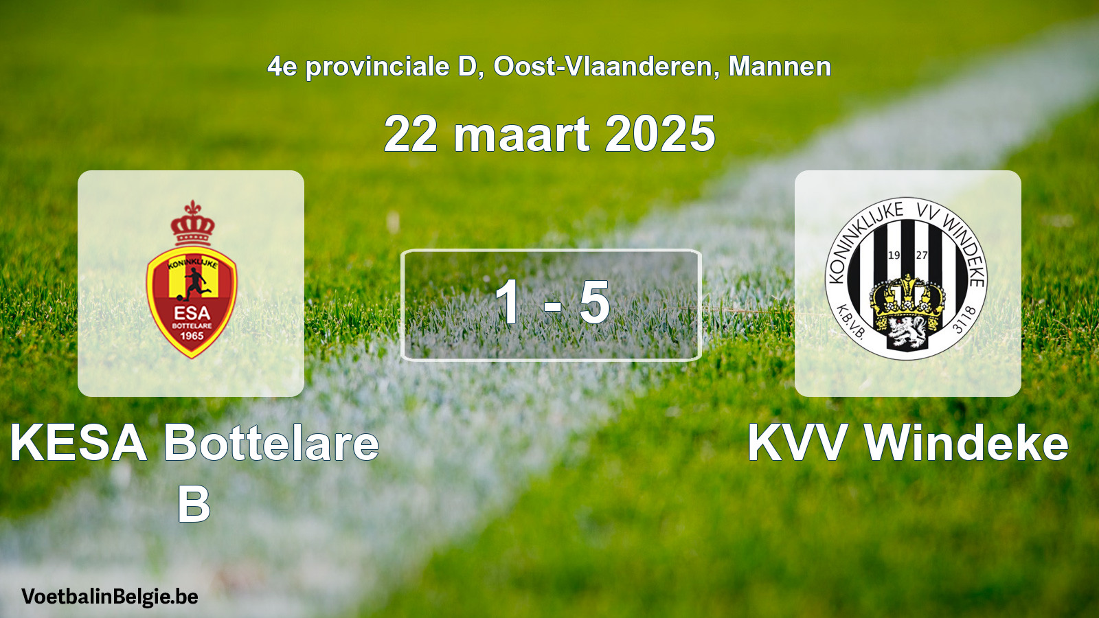 Played match men football: KESA Bottelare B - KVV Windeke 1 - 5 (22 March 2025)