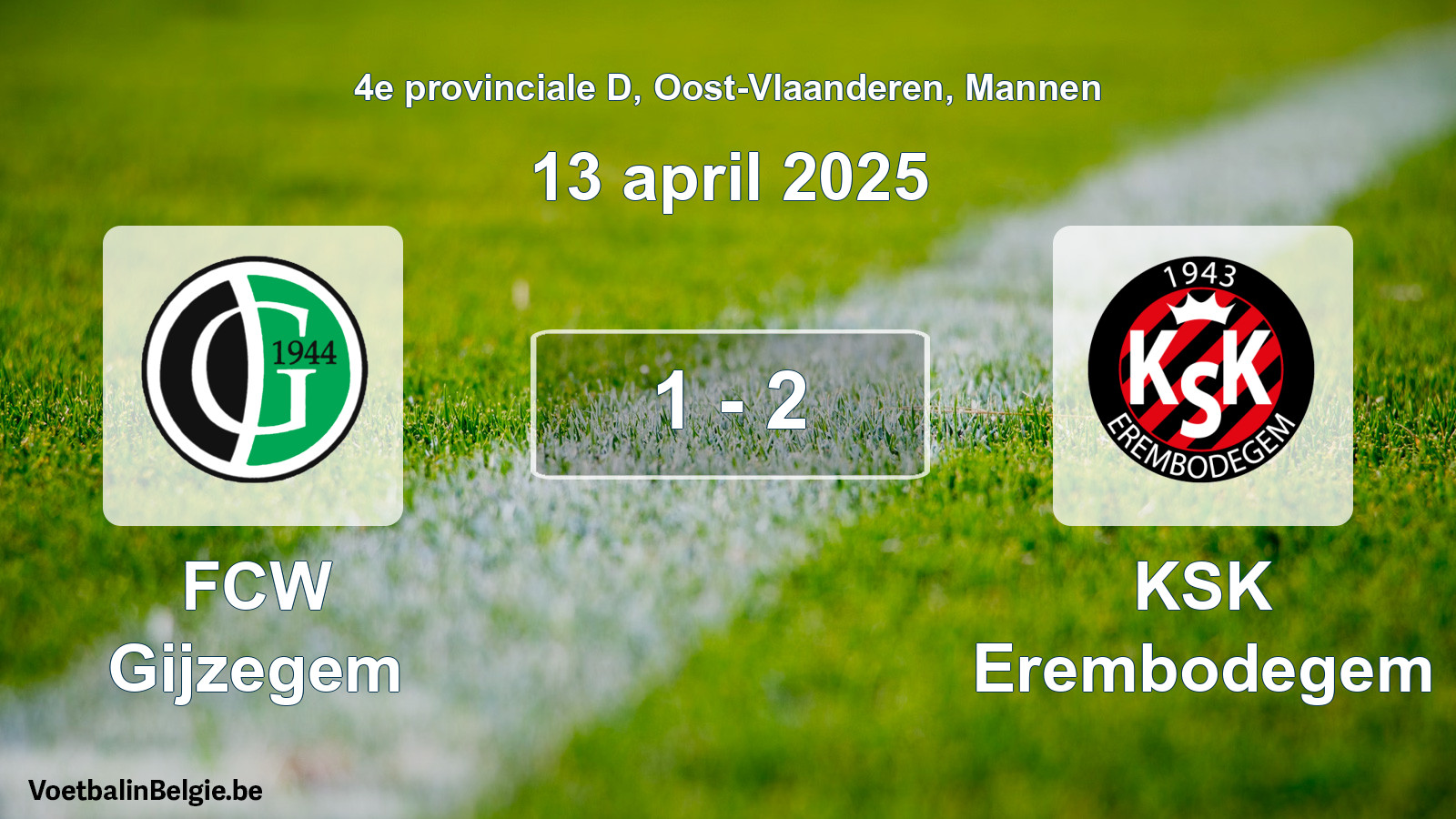 Gespeelde wedstrijd mannenvoetbal: FCW Gijzegem - KSK Erembodegem 1 - 2 (13 april 2025)