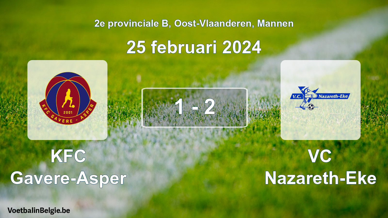 Gespeelde wedstrijd mannenvoetbal: KFC Gavere-Asper - VC Nazareth-Eke 1 - 2 (25 februari 2024)