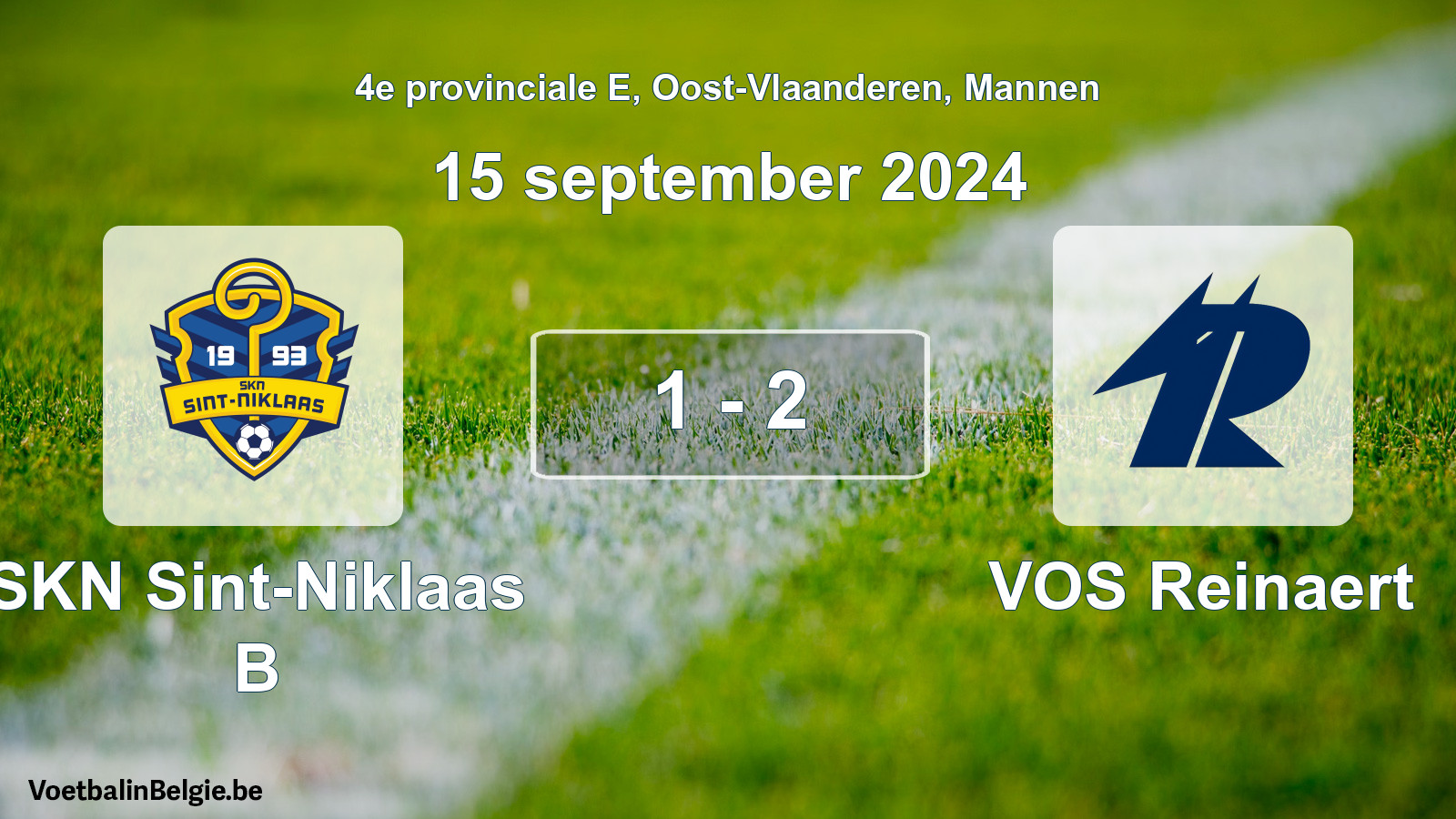 Gespeelde wedstrijd mannenvoetbal: SKN Sint-Niklaas B - VOS Reinaert 1 - 2 (15 september 2024)
