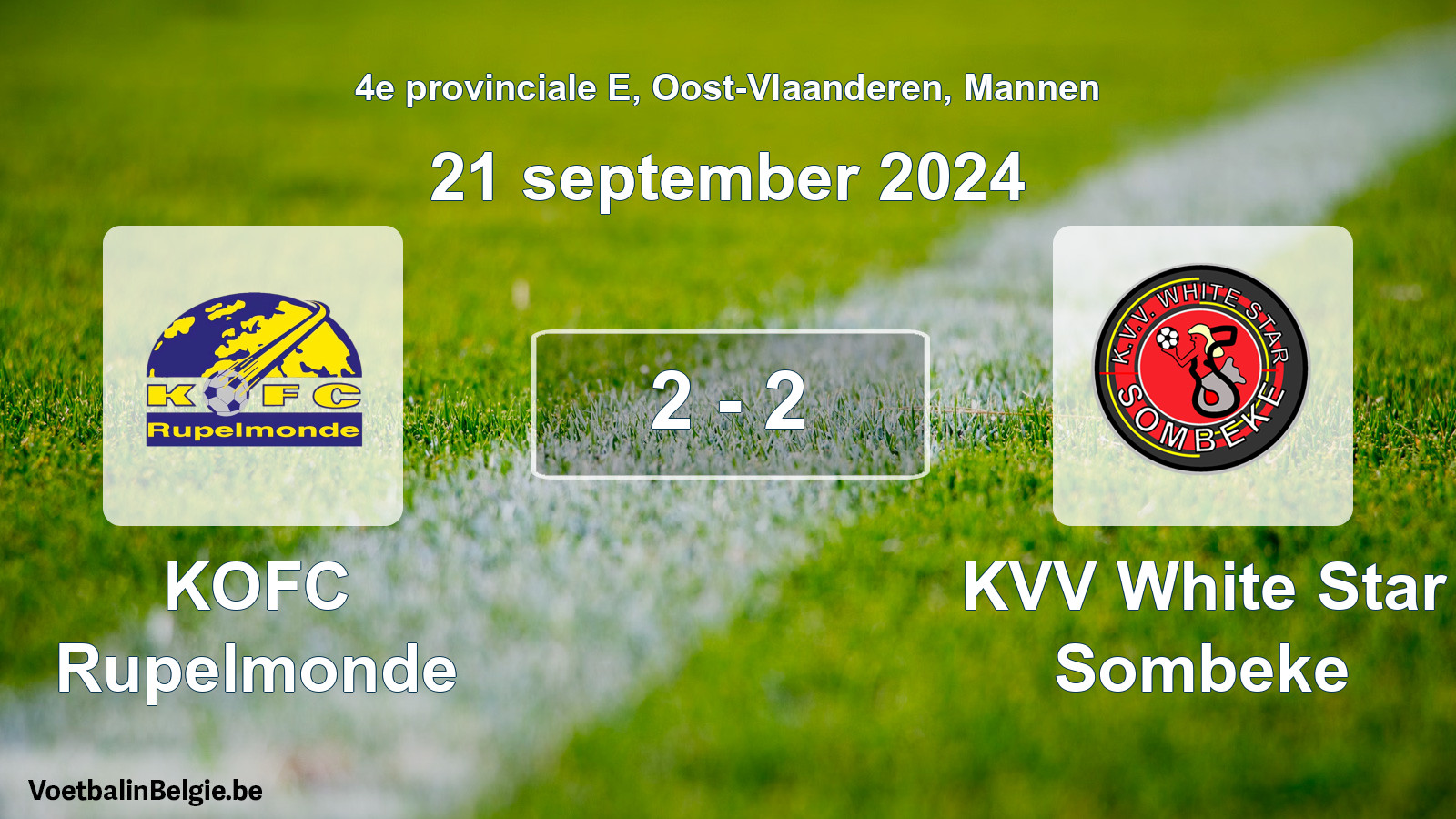 Gespeelde wedstrijd mannenvoetbal: KOFC Rupelmonde - KVV White Star Sombeke 2 - 2 (21 september 2024)