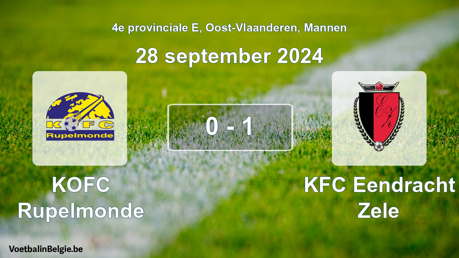 Gespeelde wedstrijd mannenvoetbal: KOFC Rupelmonde - KFC Eendracht Zele 0 - 1 (28 september 2024)