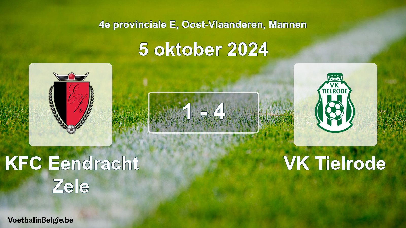 Gespeelde wedstrijd mannenvoetbal: KFC Eendracht Zele - VK Tielrode 1 - 4 (5 oktober 2024)