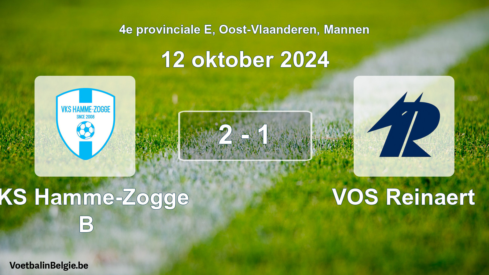 Gespeelde wedstrijd mannenvoetbal: VKS Hamme-Zogge B - VOS Reinaert 2 - 1 (12 oktober 2024)