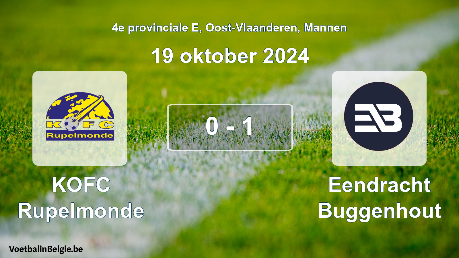 Gespeelde wedstrijd mannenvoetbal: KOFC Rupelmonde - Eendracht Buggenhout 0 - 1 (19 oktober 2024)