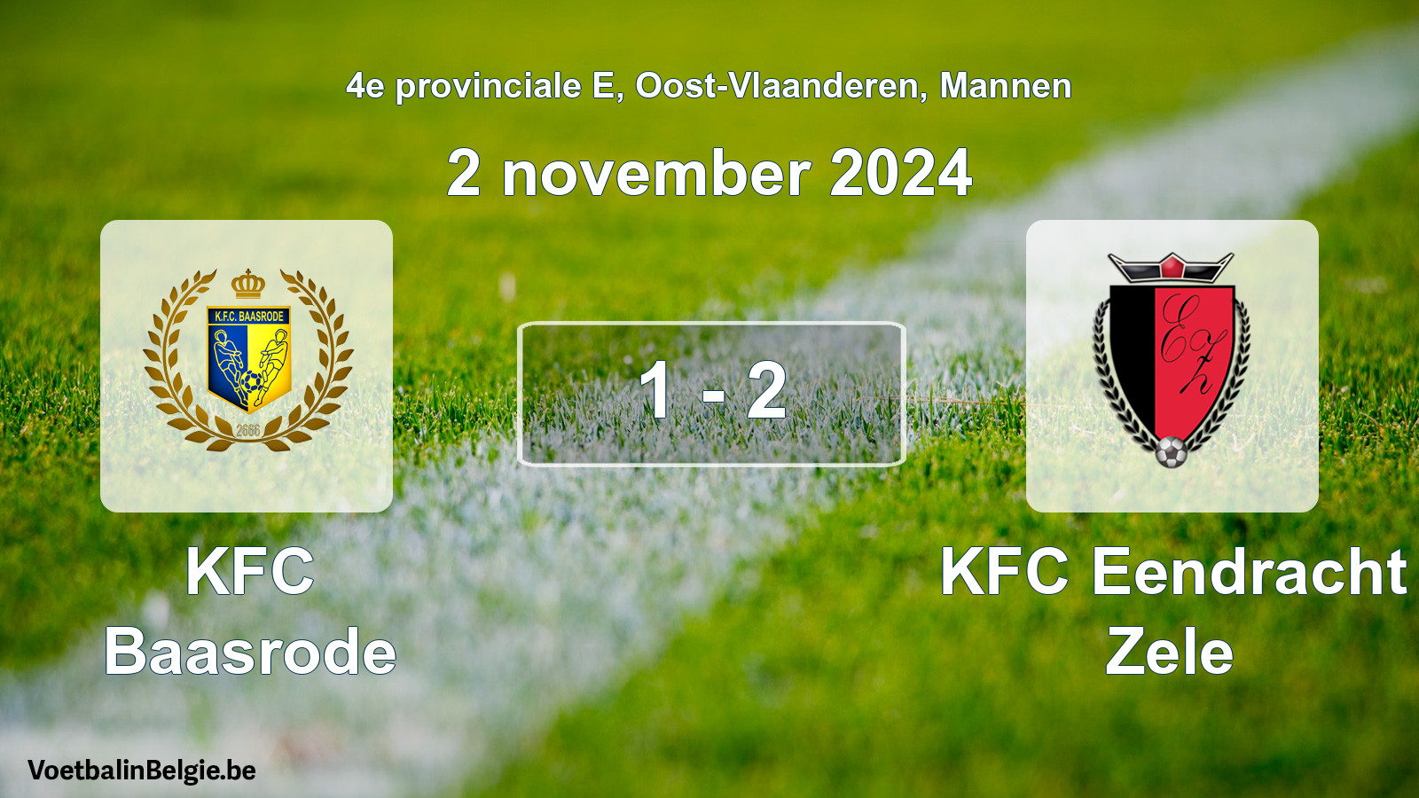 Gespeelde wedstrijd mannenvoetbal: KFC Baasrode - KFC Eendracht Zele 1 - 2 (2 november 2024)