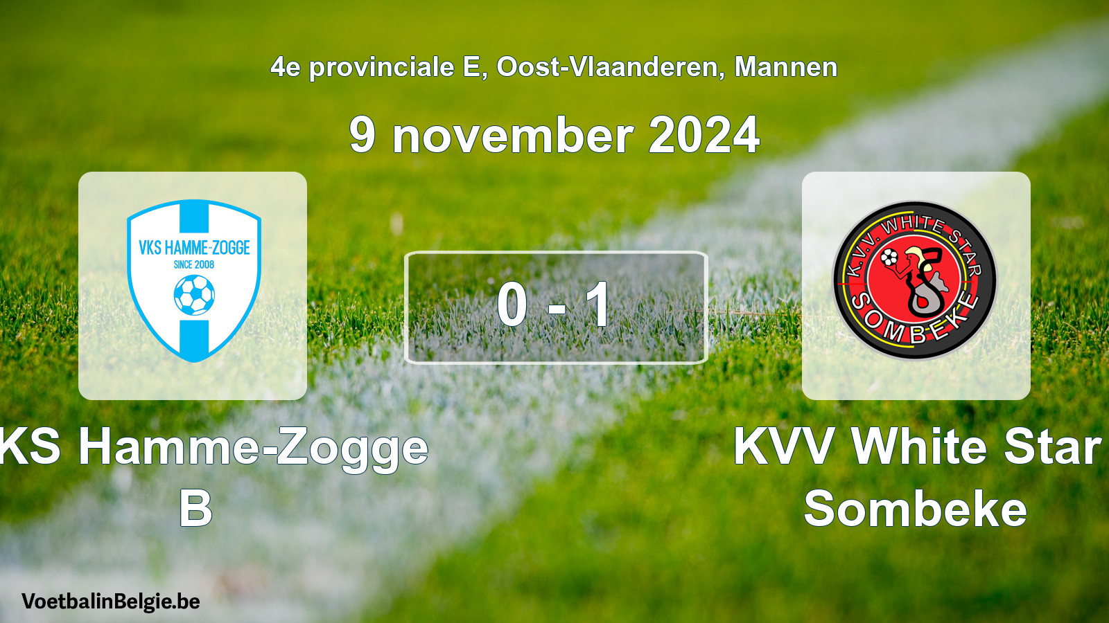 Gespeelde wedstrijd mannenvoetbal: VKS Hamme-Zogge B - KVV White Star Sombeke 0 - 1 (9 november 2024)