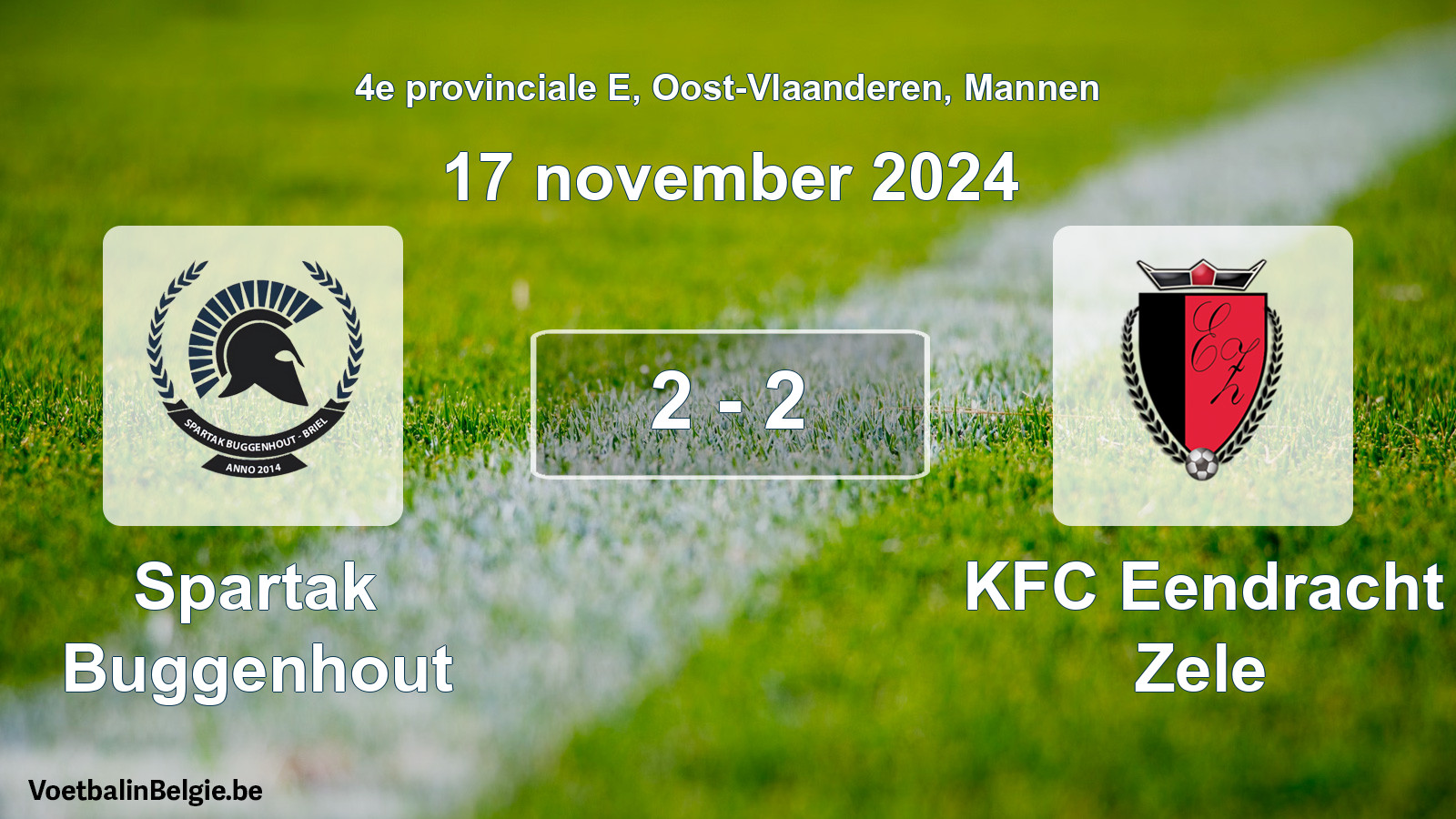 Gespeelde wedstrijd mannenvoetbal: Spartak Buggenhout - KFC Eendracht Zele 2 - 2 (17 november 2024)