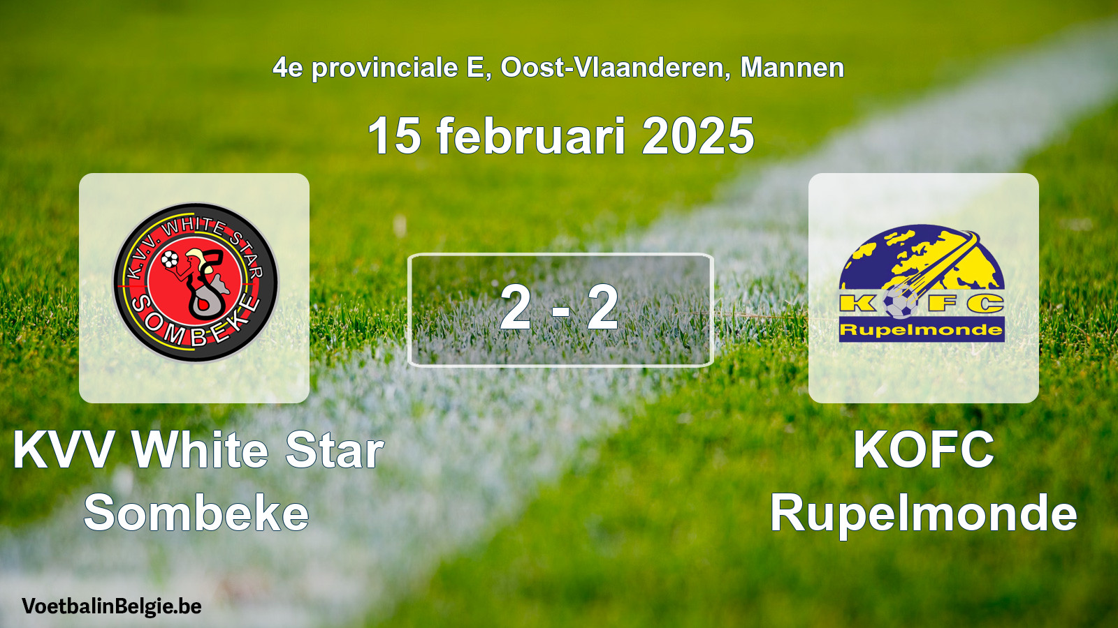 Gespeelde wedstrijd mannenvoetbal: KVV White Star Sombeke - KOFC Rupelmonde 2 - 2 (15 februari 2025)
