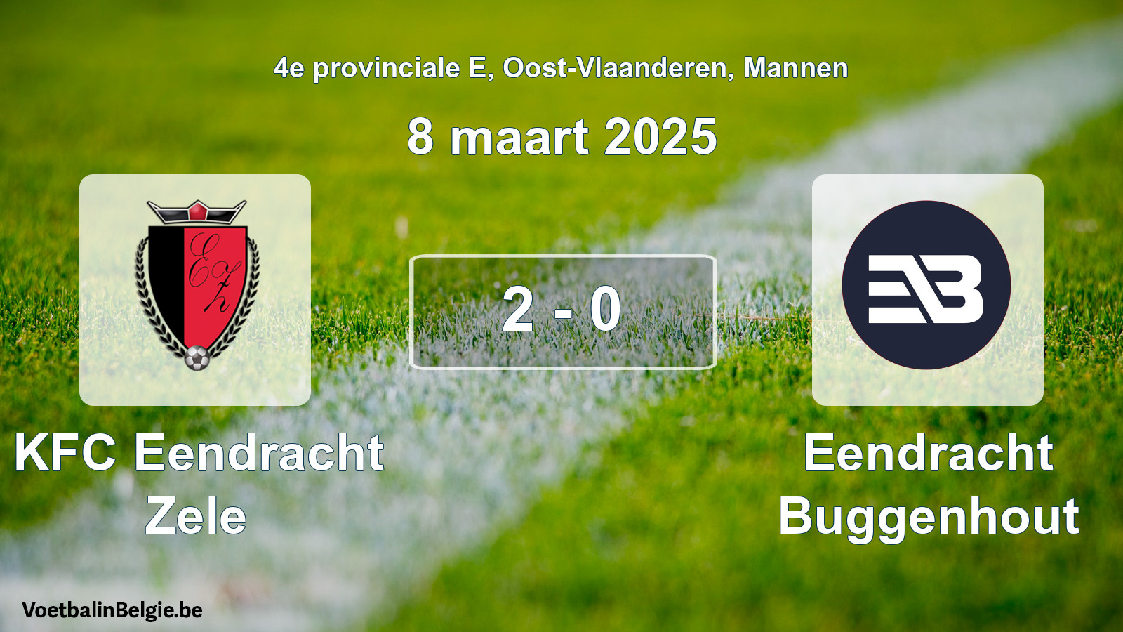 Gespeelde wedstrijd mannenvoetbal: KFC Eendracht Zele - Eendracht Buggenhout 2 - 0 (8 maart 2025)