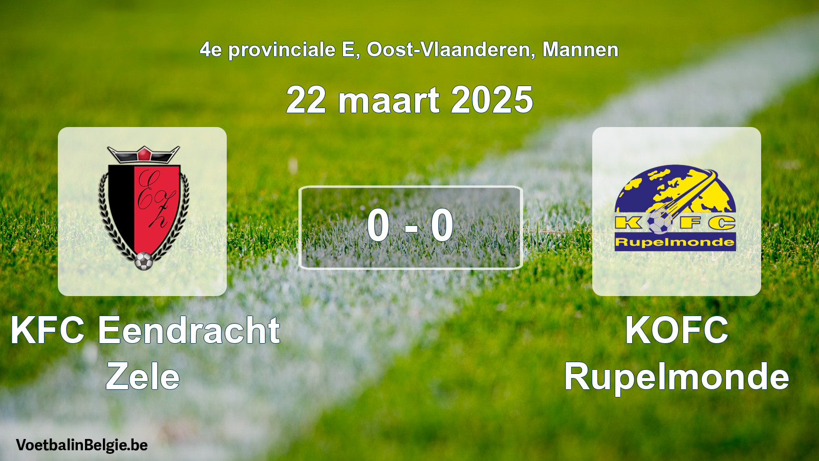 Gespeelde wedstrijd mannenvoetbal: KFC Eendracht Zele - KOFC Rupelmonde 0 - 0 (22 maart 2025)