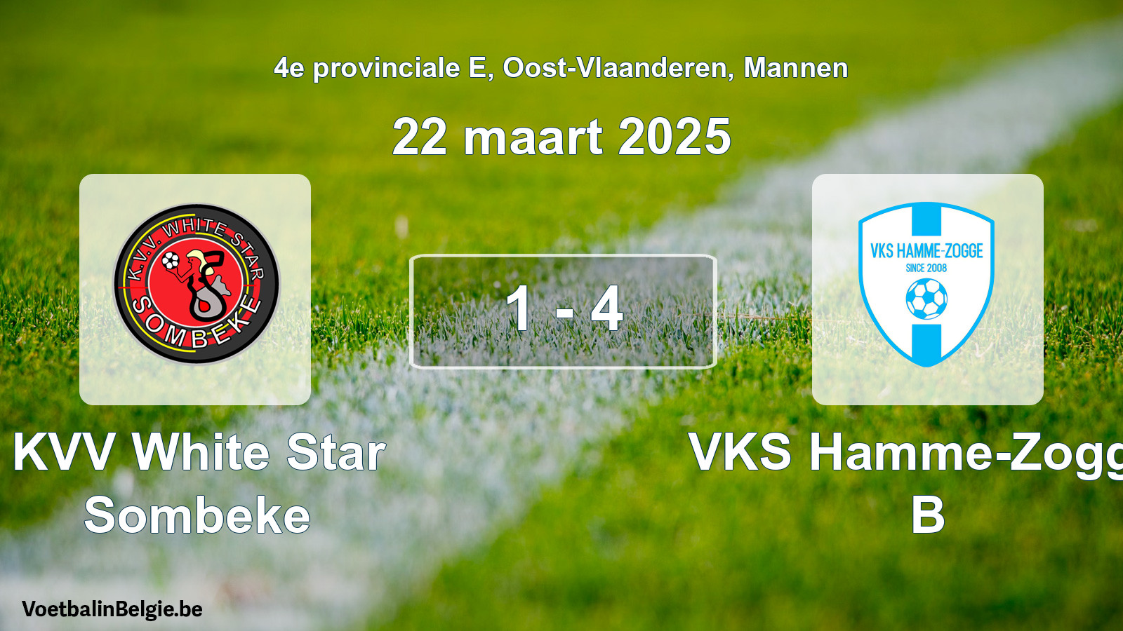 Gespeelde wedstrijd mannenvoetbal: KVV White Star Sombeke - VKS Hamme-Zogge B 1 - 4 (22 maart 2025)